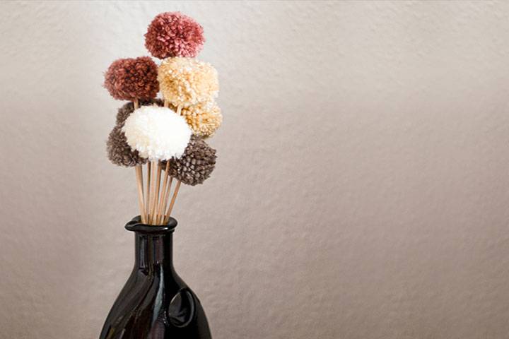 Pompom Blumen selber machen