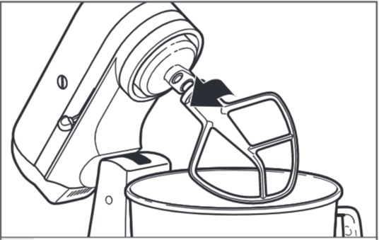 comment fixer les accessoires sur le robot pâtissier à tête inclinable étape 5