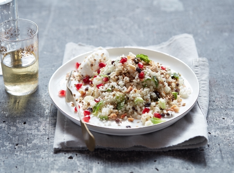 Rice salad with pomegranata