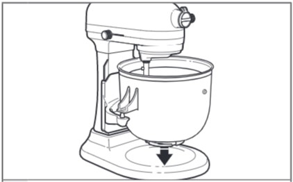 hoe bevestig je de ijsmachine op de keukenrobot met in hoogte verstelbare kom stap 3