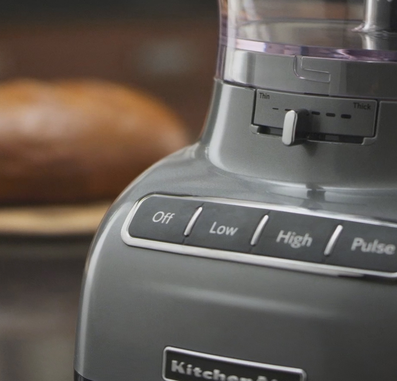 Grey food processor buttons