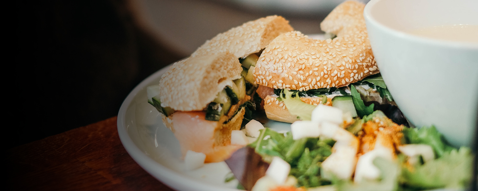 Bagels with salad