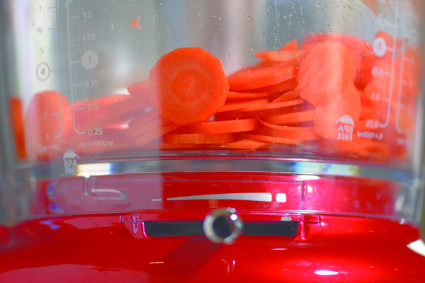 Chopped Carrots in Food Chopper