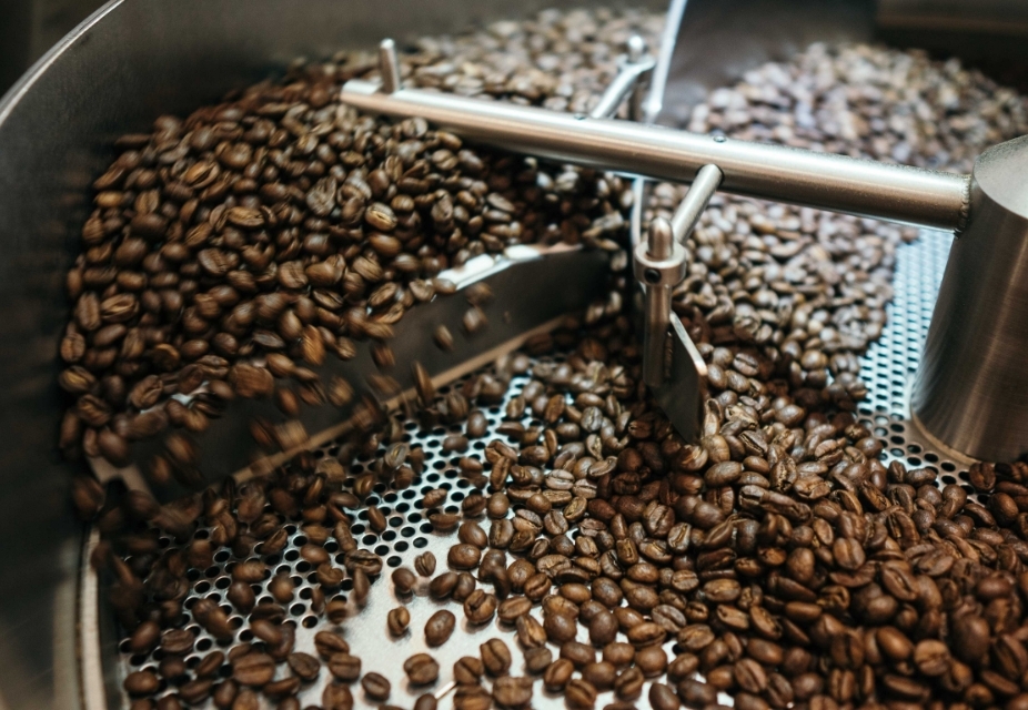 grinding lots of coffee beans