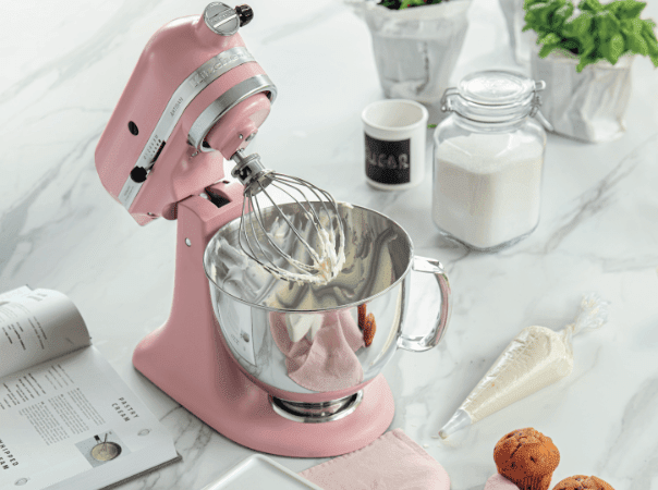 Pink mixer with whisk
