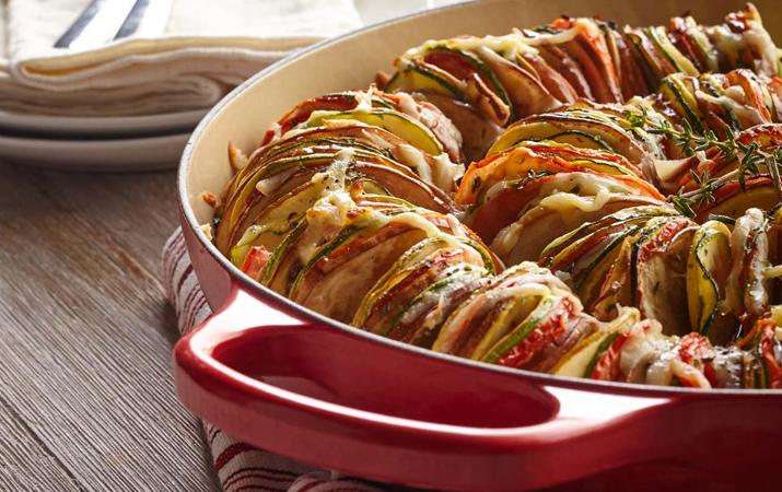Ratatouille in a red dish