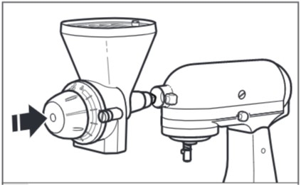 how do you attach the grain mill to the mixer step 3
