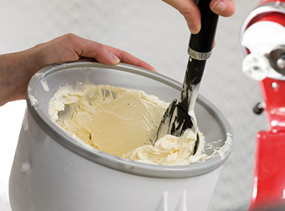 Vanilla ice cream in ice cream maker