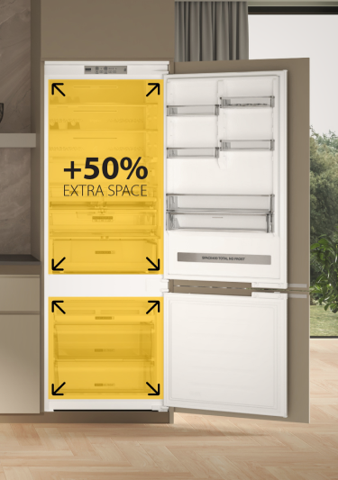 Frigorifico Combinado puerta abierta con 50% más espacio