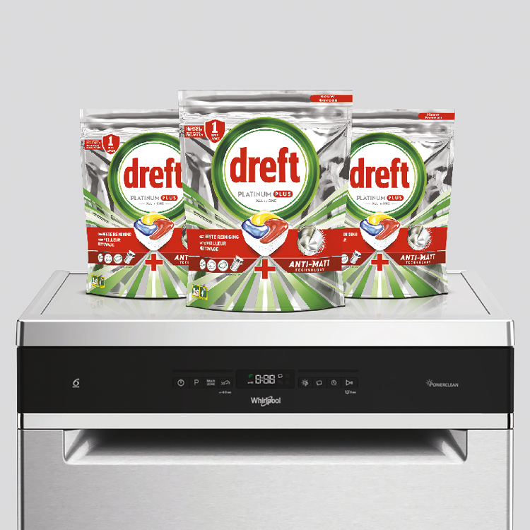 Lave-vaisselle Whirlpool Supreme Clean et Dreft Platinum Plus