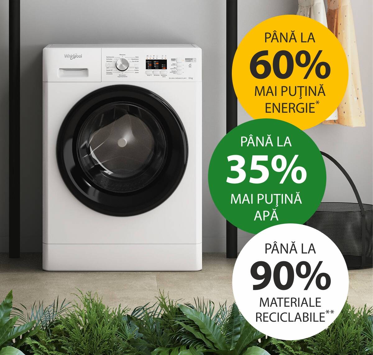 Mașinile de spălat rufe FreshCare+ economisesc energie și apă la fiecare ciclu de spălare