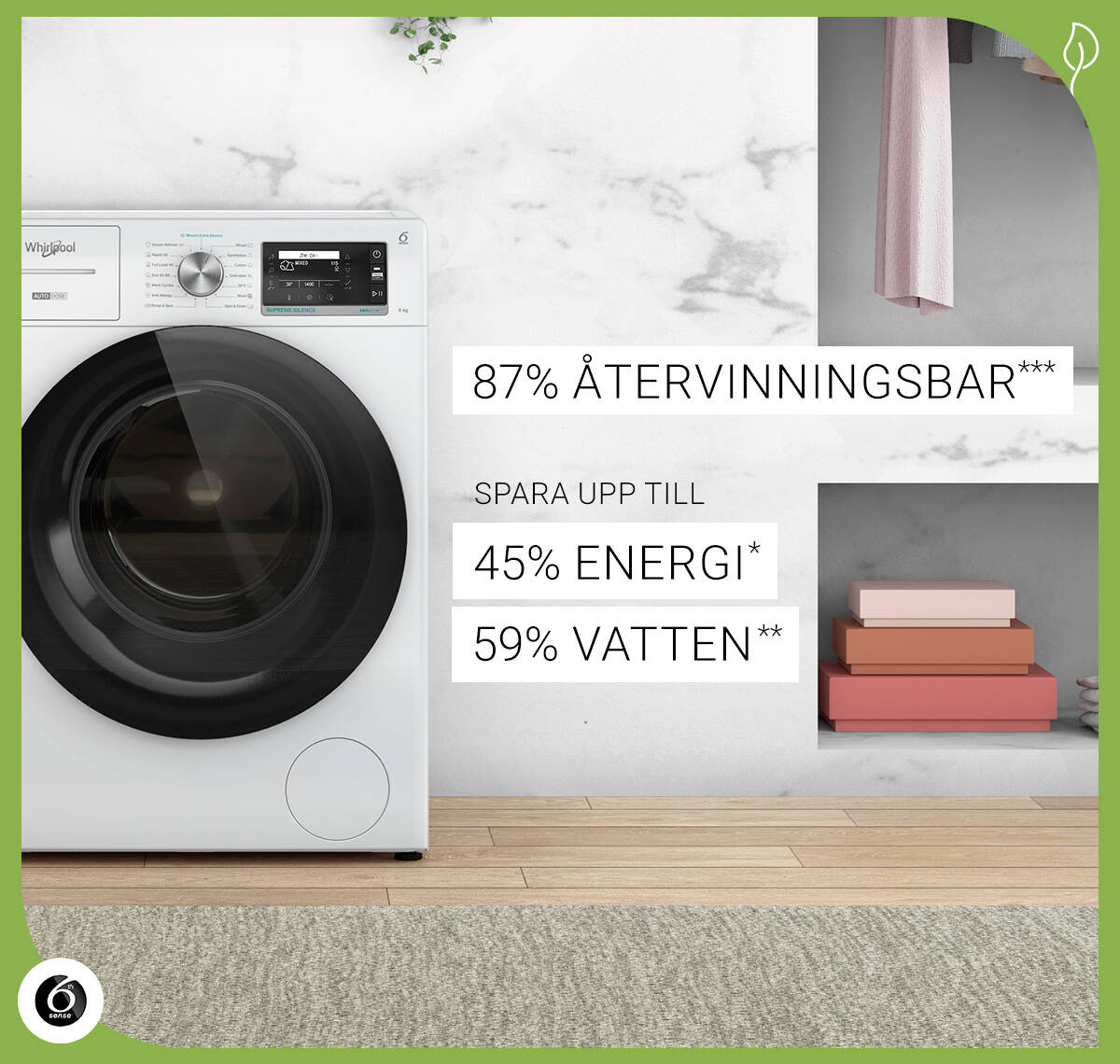 Supreme Silence-tvättmaskiner sparar energi och vatten