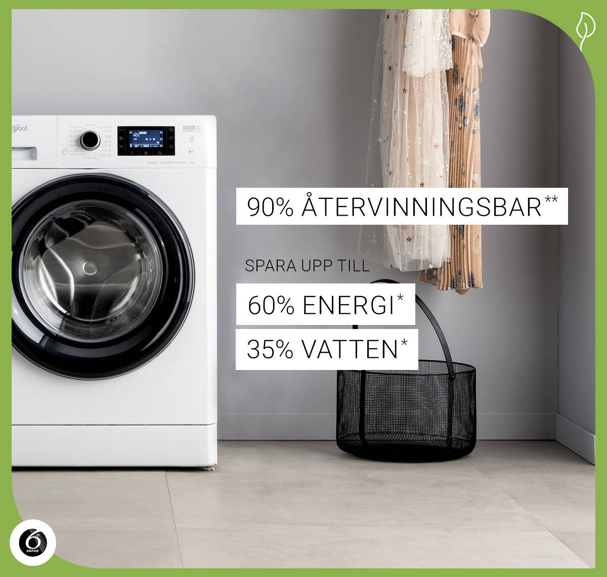 FreshCare+ tvättmaskiner sparar energi och vatten vid varje program