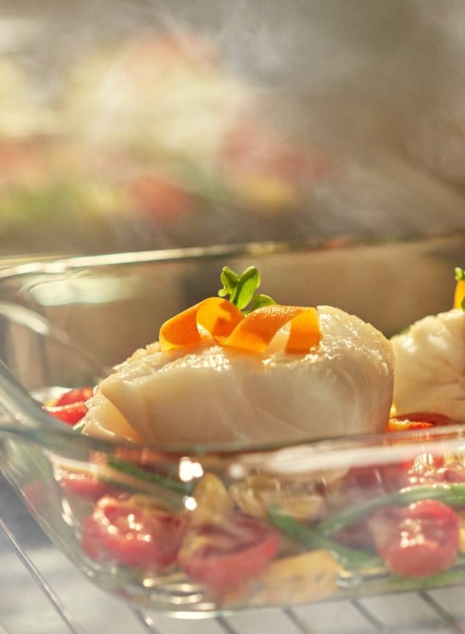 Vis bereid met stoom in de W7 stoomoven van Whirlpool