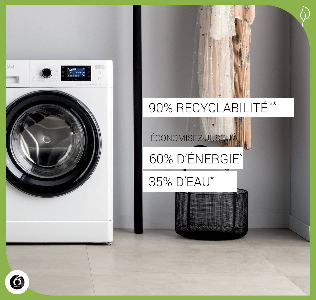 Les lave-linge FreshCare+ Steam permettent d'économiser de l'énergie et de l'eau à chaque cycle.