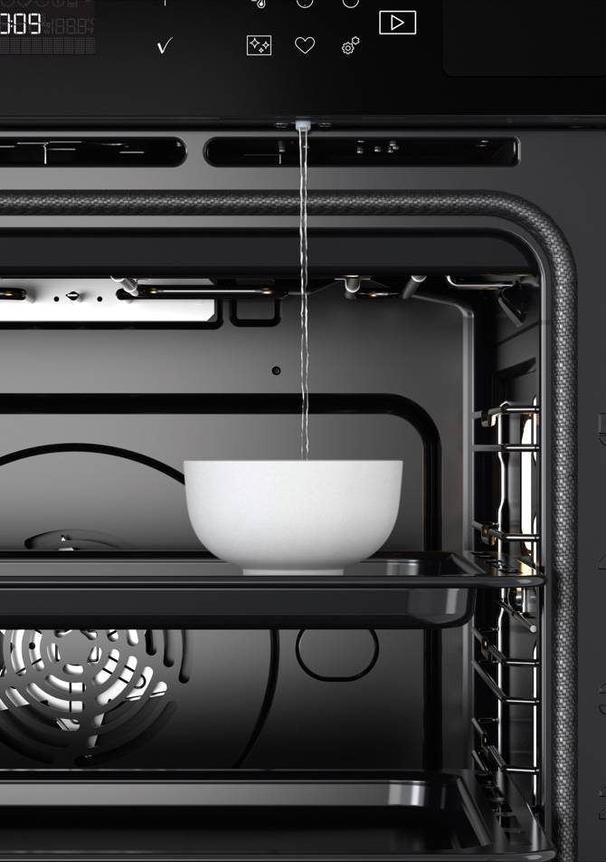 Whirlpool W7 stoomoven detail aftap- en ontkalkingssysteem