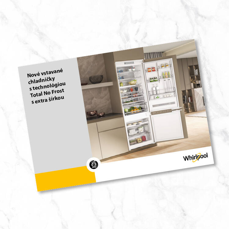 Leták Whirlpool chladničky Total No Frost s extra šírkou.