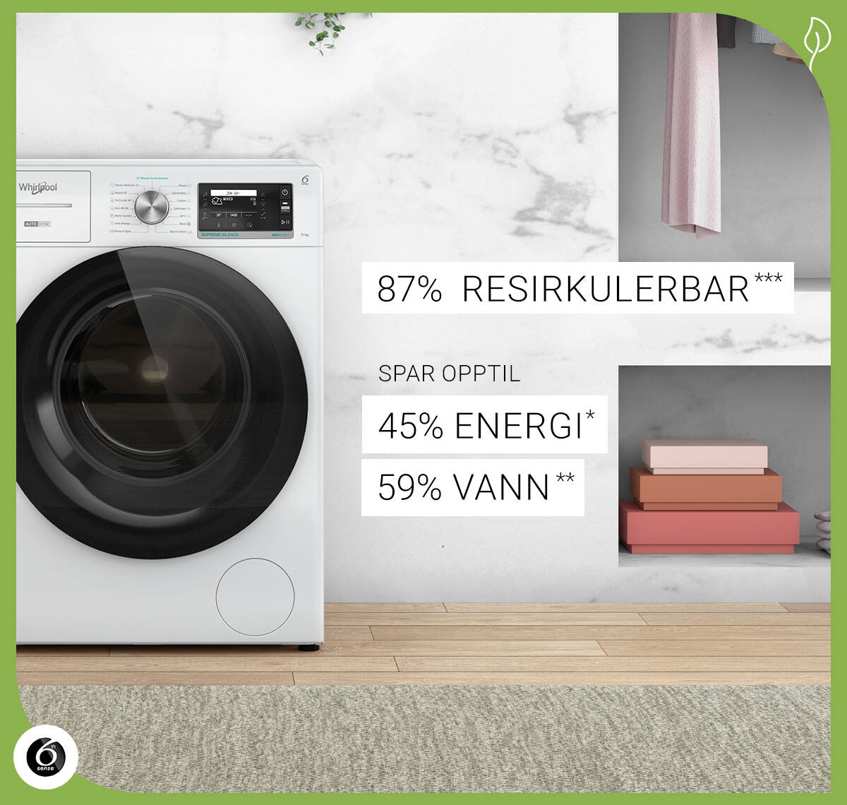 Supreme Silence vaskemaskiner sparer energi og vann