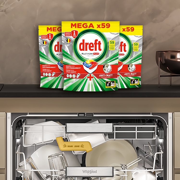 Whirlpool vaatwasser en Dreft Platinum Plus