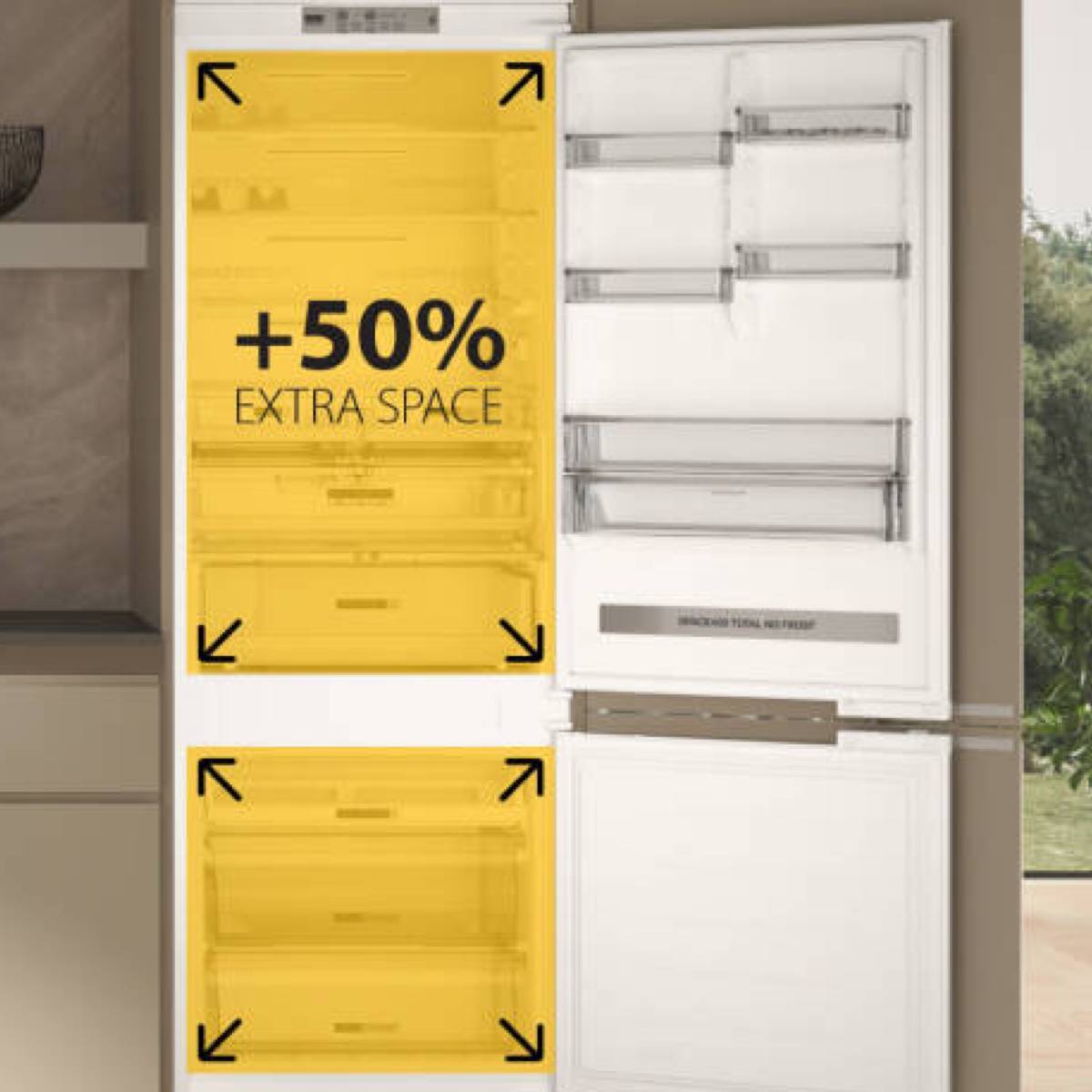 Houd nog meer voedsel vers dankzij 50% extra binnenruimte