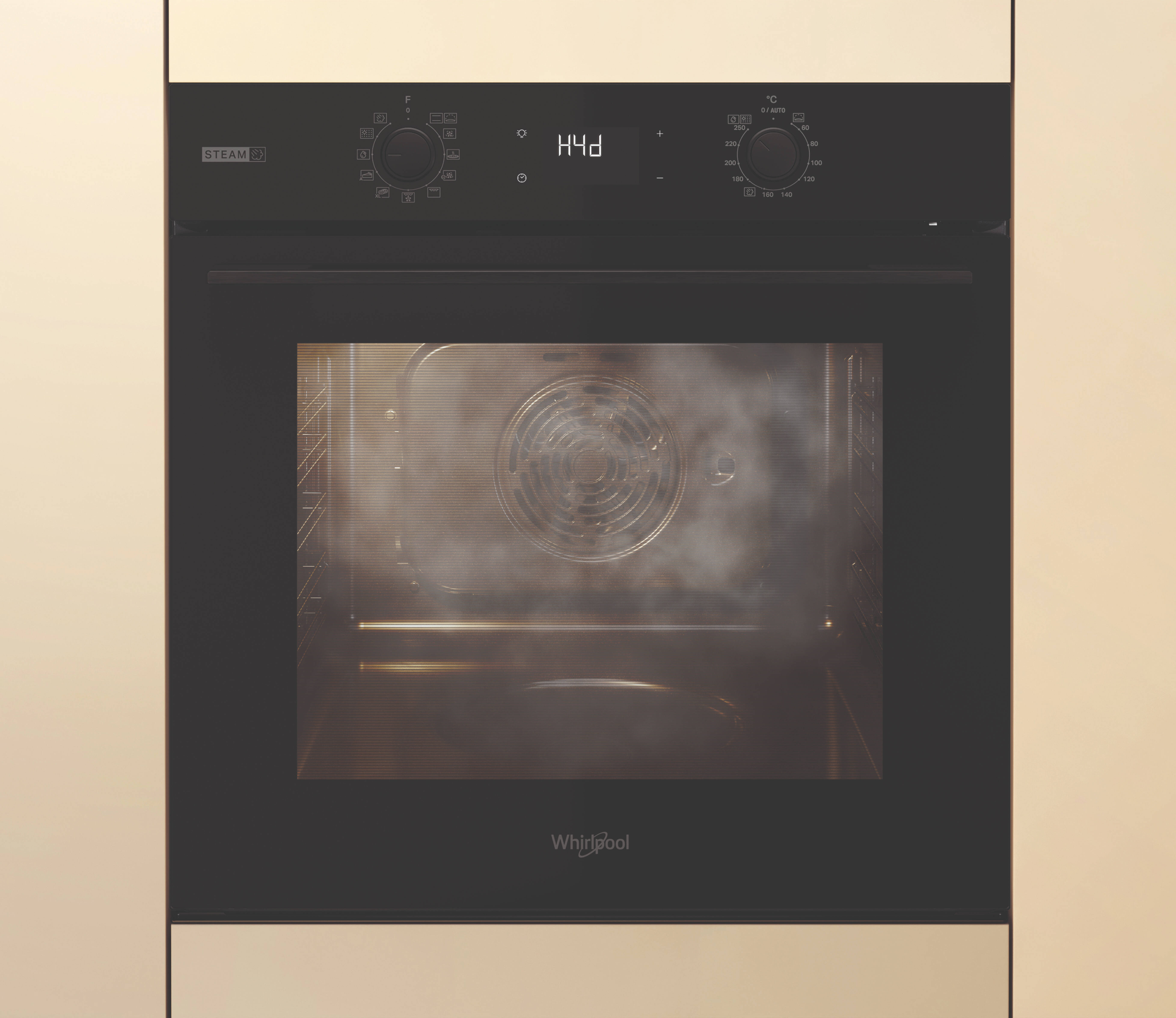 Horno negro encastrado con vapor