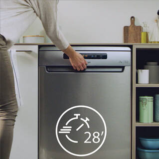 Indesit’s most effective cleaning performance in just 28 minutes*.