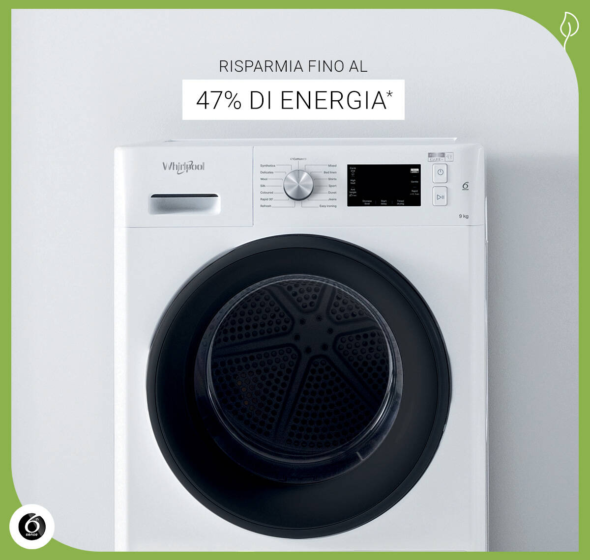 FreshCare+ tumble dryers saving up to 47% of energy at every cycle.