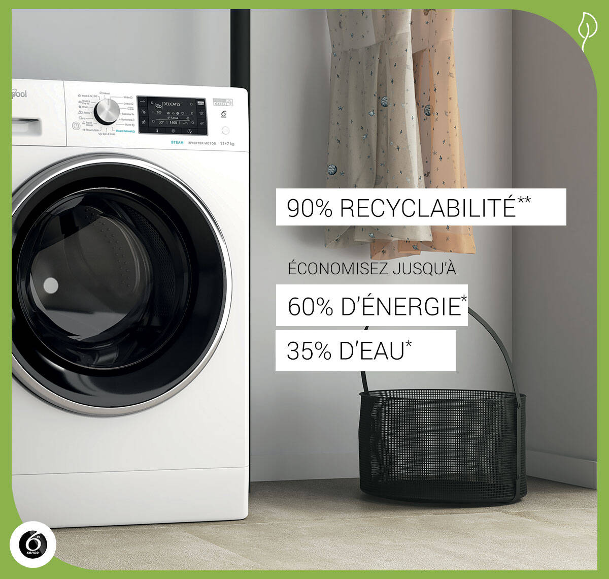Les lave-linge séchants FreshCare+ permettent d'économiser de l'énergie et de l'eau à chaque cycle.