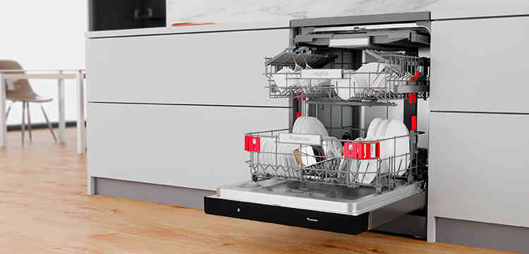 Fotografia da máquina de lavar loiça compacta na cozinha